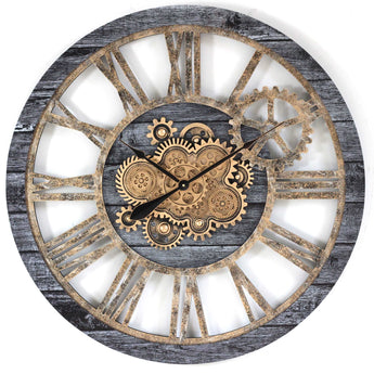 CLXEAST 24 Inch Large Wall Clock with Moving Gears, India