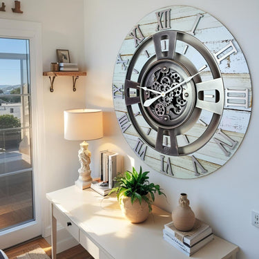 ENGLAND LINE WALL CLOCK ROUND 24 INCH DESERT BEIGE