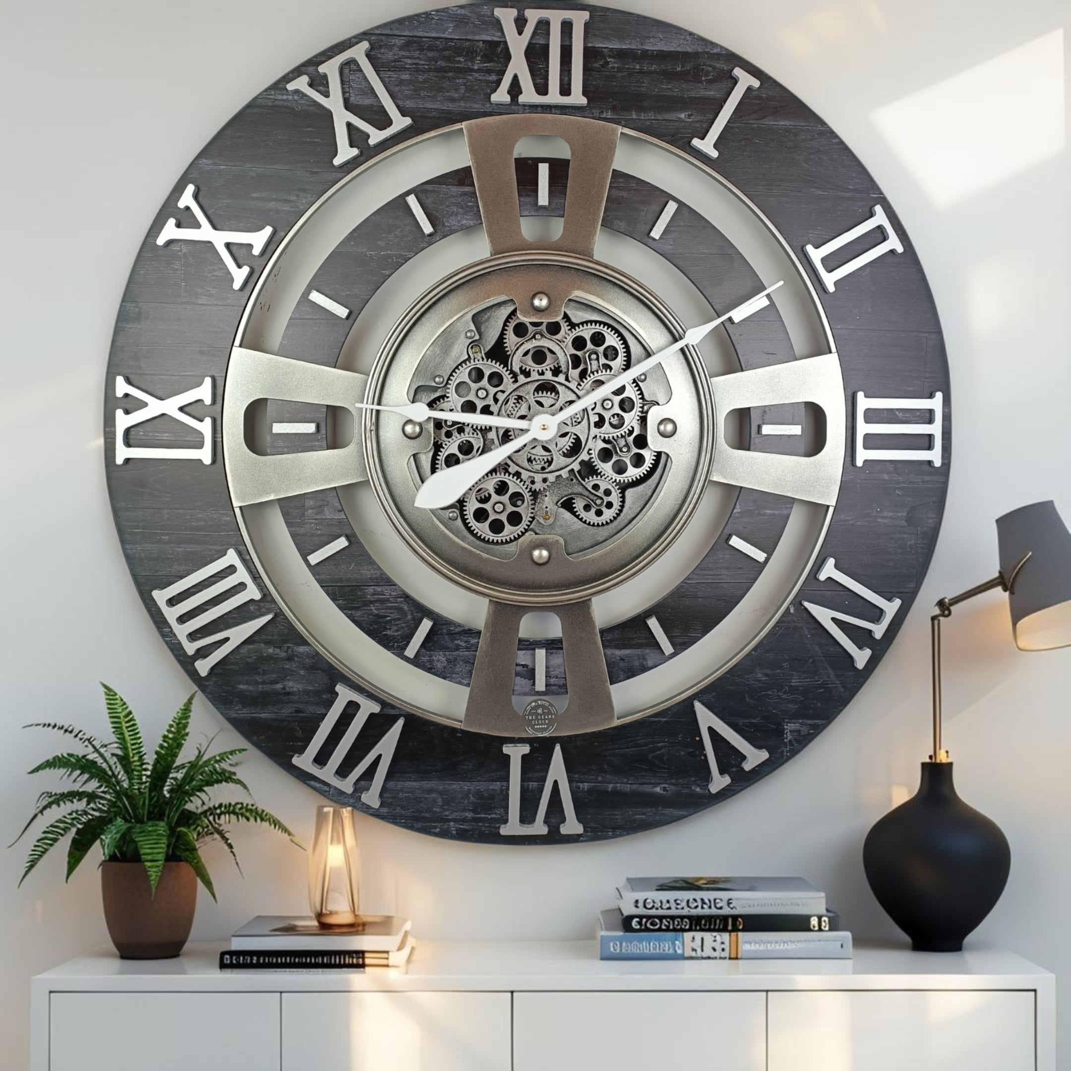ENGLAND LINE WALL CLOCK ROUND 36 INCH VINTAGE BLACK – The Gears Clock