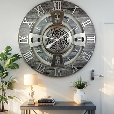 ENGLAND LINE WALL CLOCK ROUND 24 INCH CARBON GREY
