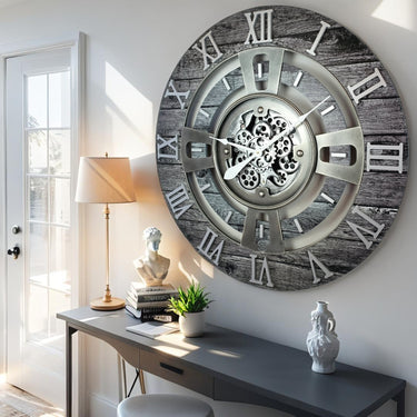 ENGLAND LINE WALL CLOCK ROUND 24 INCH CARBON GREY