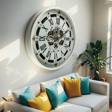 BELGIUM LINE WALL CLOCK ROUND 26 INCH WHITE