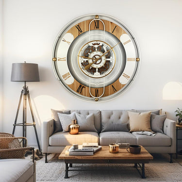 SWITZERLAND LINE WALL CLOCK ROUND 36 INCH WHITE