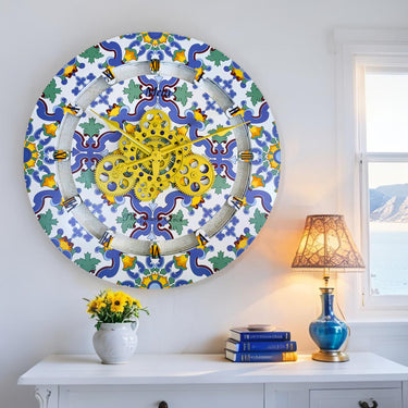 HORLOGE DE BUREAU/MURALE CONVERTIBLE AVEC VRAIS ENGRENAGES MOBILES 10 POUCES VERT AQUA