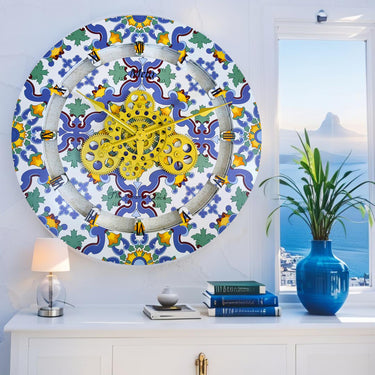 HORLOGE DE BUREAU/MURALE CONVERTIBLE AVEC VRAIS ENGRENAGES MOBILES 10 POUCES VERT AQUA