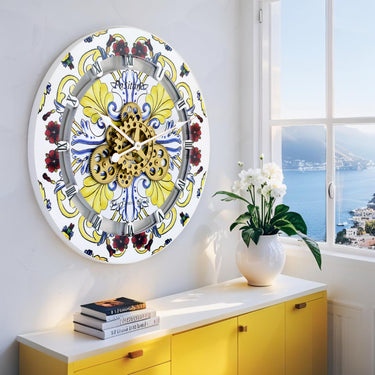 HORLOGE DE BUREAU/MURALE CONVERTIBLE AVEC VRAIS ENGRENAGES MOBILES 10 POUCES VERT AQUA