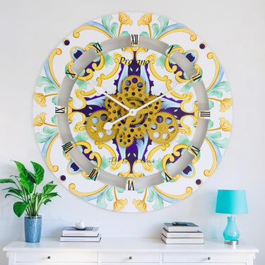 HORLOGE DE BUREAU/MURALE CONVERTIBLE AVEC VRAIS ENGRENAGES MOBILES 10 POUCES VERT AQUA