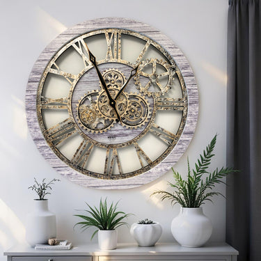 AMERICA LINE WALL CLOCK ROUND 24 INCH SILVER GREY