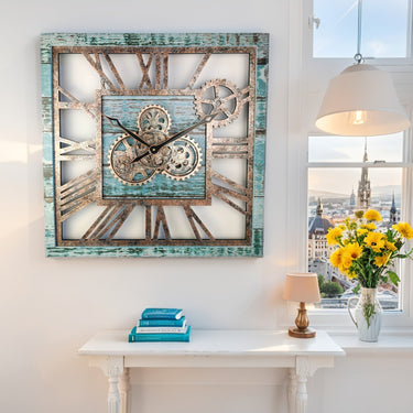 AMERICA LINE WALL CLOCK SQUARE 24 INCH AQUA GREEN