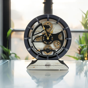 HORLOGE DE BUREAU/MURALE CONVERTIBLE AVEC VRAIS ENGRENAGES MOBILES 10 POUCES BEIGE DU DÉSERT