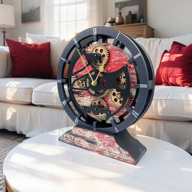 CANADA LINE DESK CLOCK ROUND (HYBRID WALL) 10 INCH RED LAVA