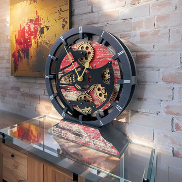 CANADA LINE DESK CLOCK ROUND (HYBRID WALL) 10 INCH RED LAVA