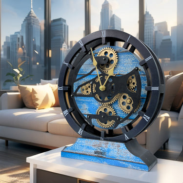 CANADA LINE DESK CLOCK ROUND (HYBRID WALL) 10 INCH OCEAN BLUE