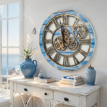AMERICA LINE WALL CLOCK ROUND 24 INCH OCEAN BLUE
