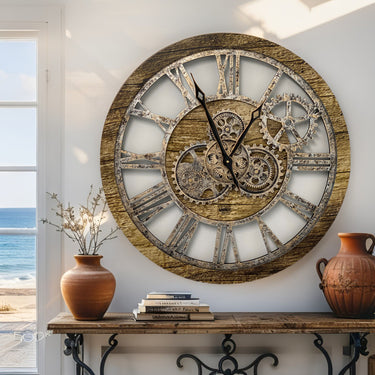 AMERICA LINE WALL CLOCK ROUND 24 INCH GOLD ANTIQUE