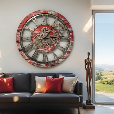 AMERICA LINE WALL CLOCK ROUND 24 INCH RED LAVA