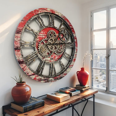 AMERICA LINE WALL CLOCK ROUND 24 INCH RED LAVA