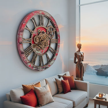 AMERICA LINE WALL CLOCK ROUND 36 INCH RED LAVA