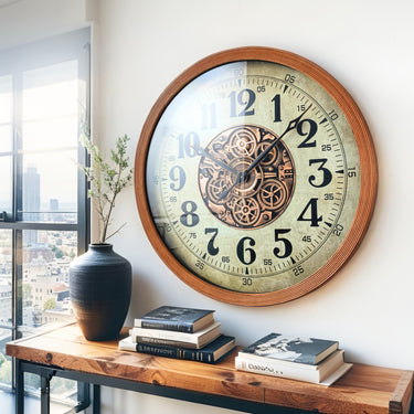 FINLAND LINE WALL CLOCK ROUND 32 INCH "OULU" BROWN-WHITE