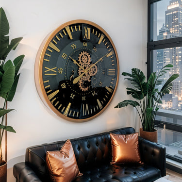 FINLAND LINE WALL CLOCK ROUND 32 INCH "TAMPERE" BROWN-BLACK