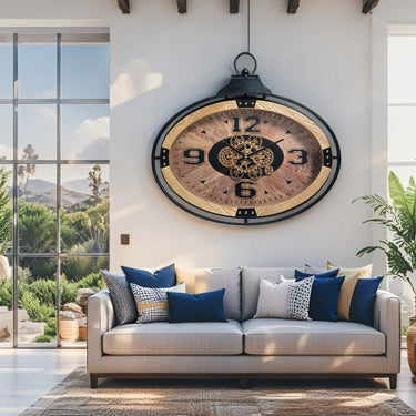 FINLAND LINE WALL CLOCK OVAL 26 INCH "ESPOO" WOOD-BLACK