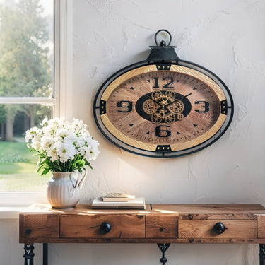 FINLAND LINE WALL CLOCK OVAL 26 INCH "ESPOO" WOOD-BLACK