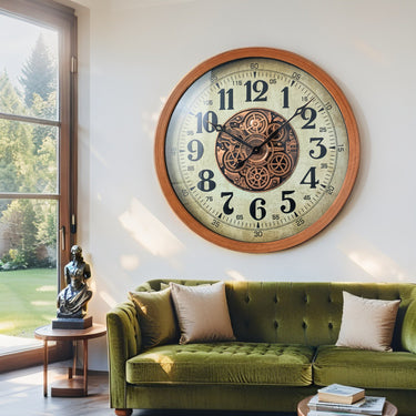 FINLAND LINE WALL CLOCK ROUND 32 INCH "OULU" BROWN-WHITE