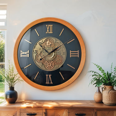 FINLAND LINE WALL CLOCK ROUND 28 INCH "LAHTI" BROWN-BLACK