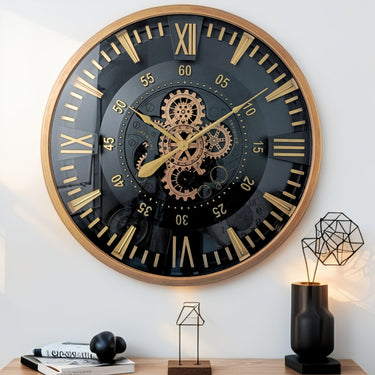 FINLAND LINE WALL CLOCK ROUND 32 INCH "TAMPERE" BROWN-BLACK