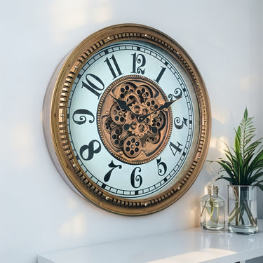 MONACO LINE WALL CLOCK ROUND 26 INCH "LA CONDAMINE" BRASS-WHITE