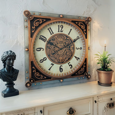 MONACO LINE WALL CLOCK SQUARE 32 INCH "MONTE CARLO" BRASS-IRON