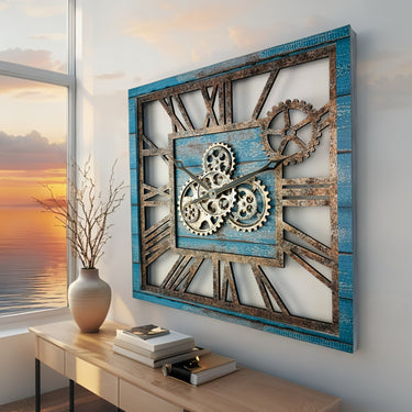 AMERICA LINE WALL CLOCK SQUARE 24 INCH OCEAN BLUE