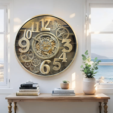 MONACO LINE WALL CLOCK ROUND 40 INCH "FONTVIELLE" BRONZE-BRASS