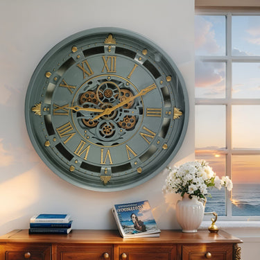 BELGIUM LINE WALL CLOCK ROUND 26 INCH GREY