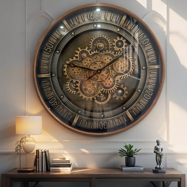 FINLAND LINE WALL CLOCK ROUND 24 INCH "TURKU" BRONZE-STEEL