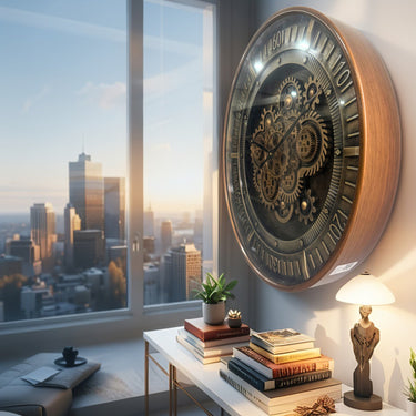 FINLAND LINE WALL CLOCK ROUND 24 INCH "TURKU" BRONZE-STEEL