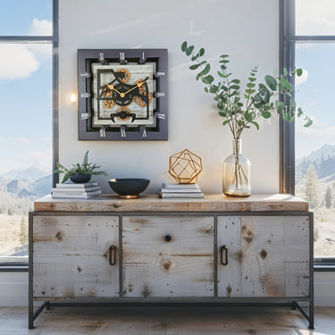 CANADA LINE DESK CLOCK SQUARE (HYBRID WALL) 10 INCH SILVER GREY