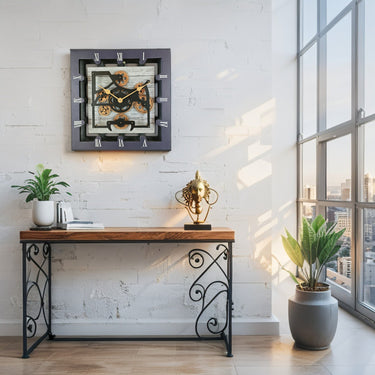 CANADA LINE DESK CLOCK SQUARE (HYBRID WALL) 10 INCH SILVER GREY