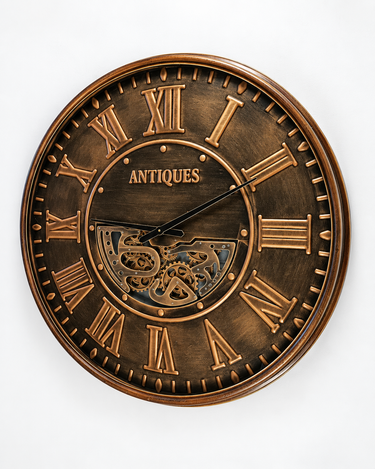 LUXEMBOURG LINE WALL CLOCK ROUND 40 INCH "KNEIFF" DARK-BROWN