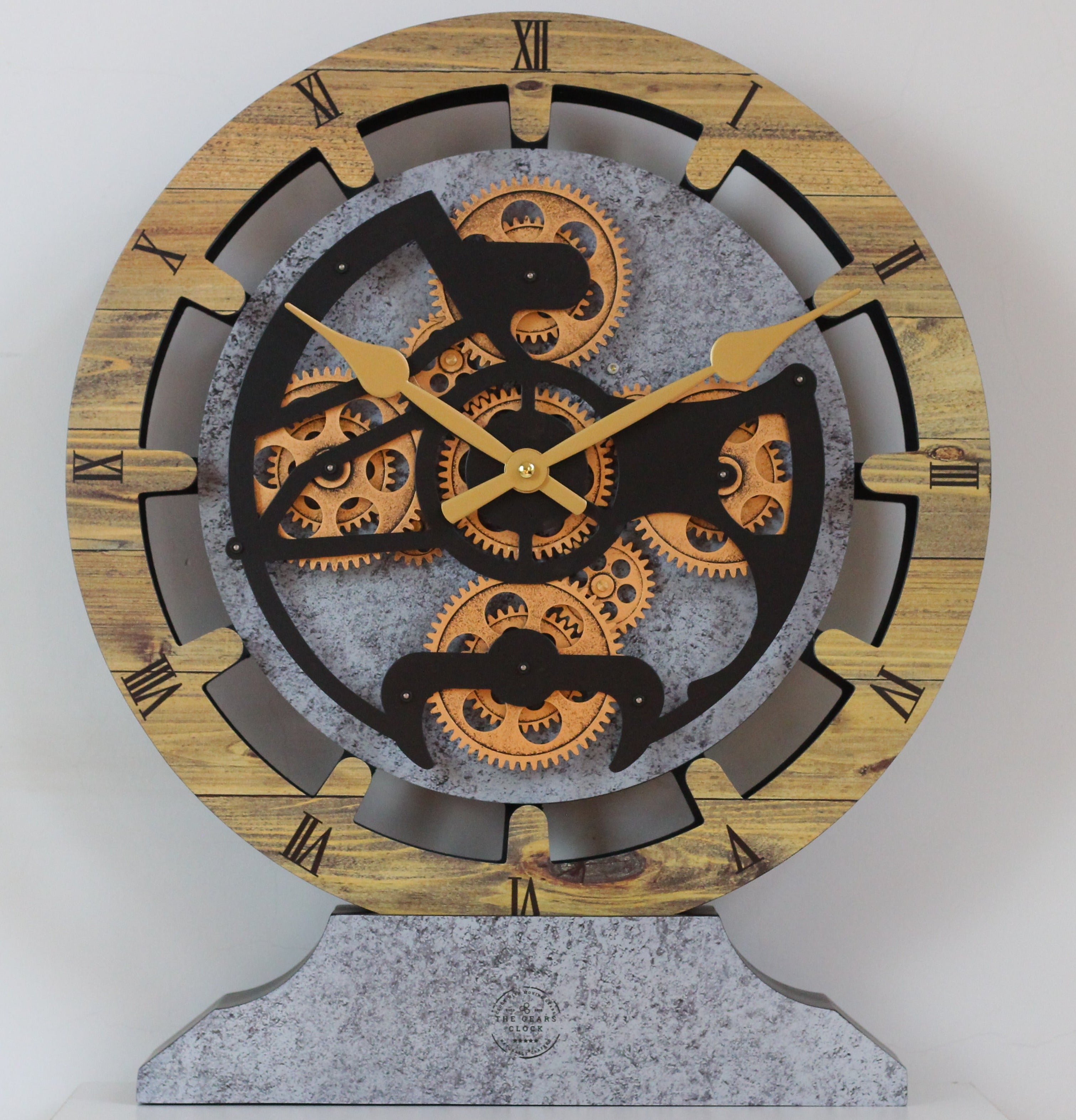 CANADA LINE MANTEL CLOCK ROUND (HYBRID WALL) 16 INCH WOOD & STONE – The ...