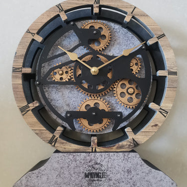 DESK-WALL CLOCK 10 INCH WOOD & STONE