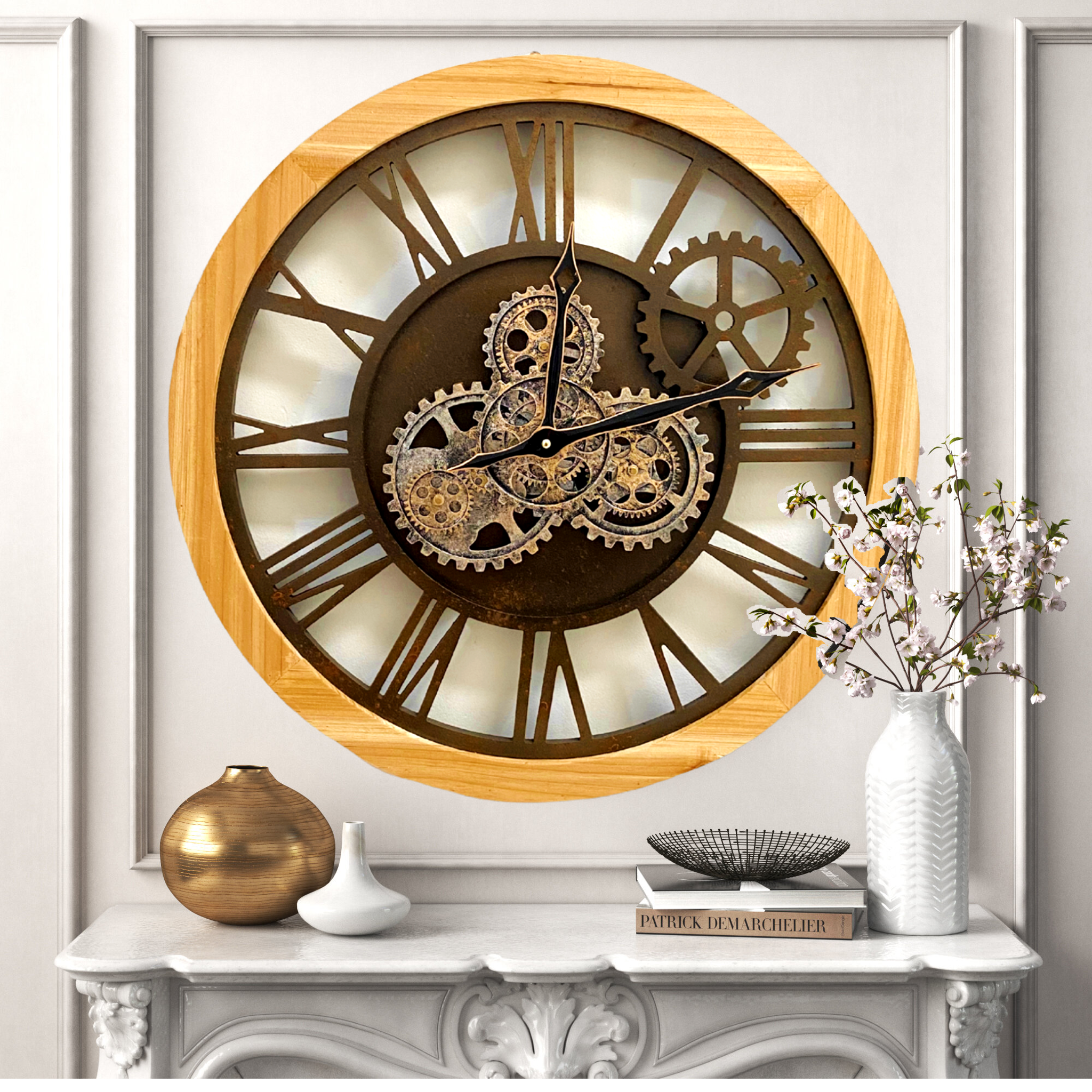 WALL CLOCK 24 INCH NATURAL WOOD