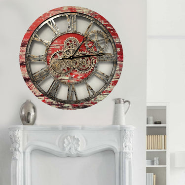 AMERICA LINE WALL CLOCK ROUND 24 INCH RED LAVA