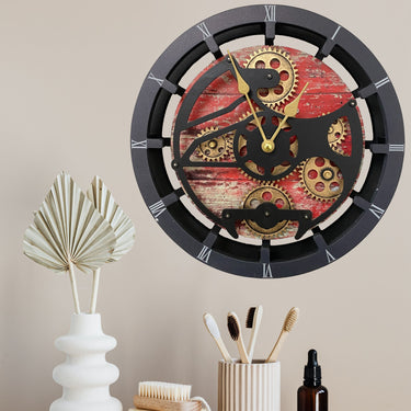 CANADA LINE MANTEL CLOCK ROUND (HYBRID WALL) 16 INCH RED LAVA