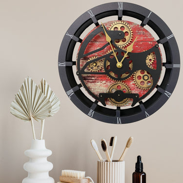 CANADA LINE MANTELCLOCK ROUND (HYBRID WALL) 16 INCH RED LAVA