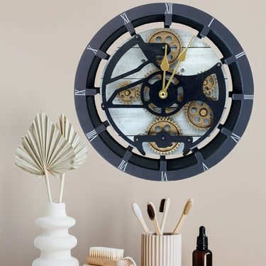 CANADA LINE MANTEL CLOCK ROUND (HYBRID WALL) 16 INCH WHITE FARMHOUSE