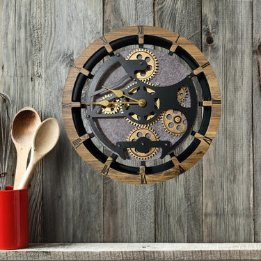 DESK-WALL CLOCK 10 INCH WOOD & STONE