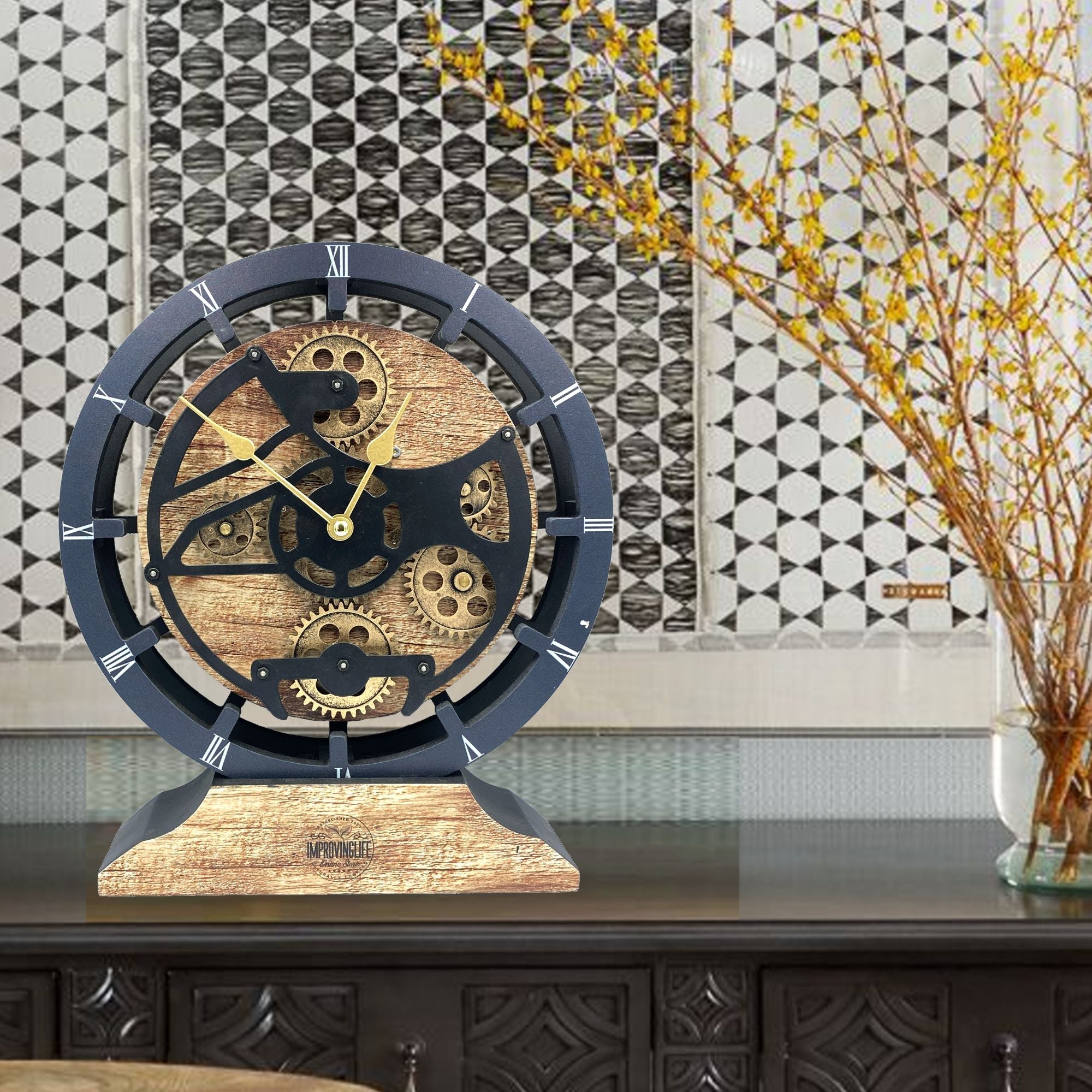 CANADA LINE DESK-WALL CLOCK 10 INCH VINTAGE BROWN – The Gears Clock