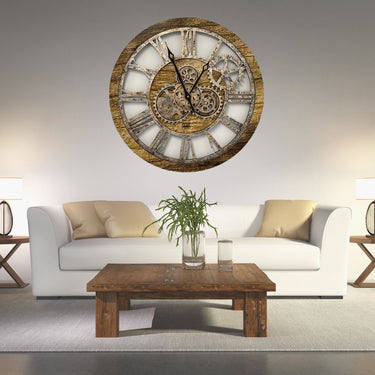 WALL CLOCK 24 INCH GOLD ANTIQUE