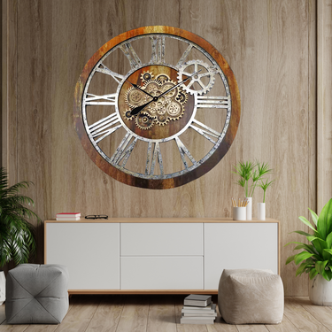 AMERICA LINE WALL CLOCK ROUND 36 INCH VINTAGE BROWN